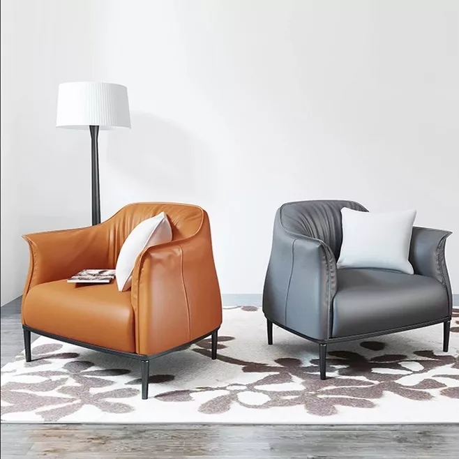 休闲沙发椅Archibald Armchair设计师Jean-Marie Massaud真皮会客椅