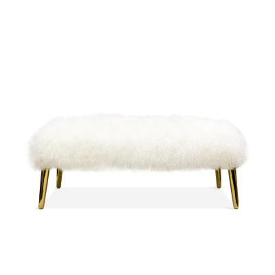毛绒梳妆凳子Large Mongolian Lamb Bench卧室床尾凳客厅沙发凳