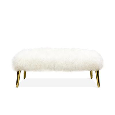 毛绒梳妆凳子Large Mongolian Lamb Bench卧室床尾凳客厅沙发凳