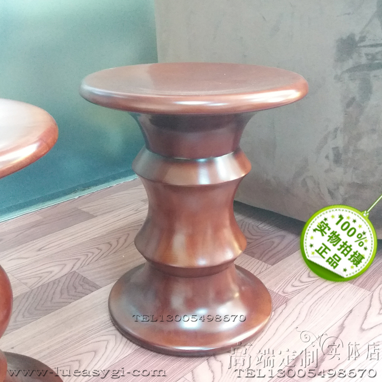 胡桃木色凳边几角几Eames Walnut Stool 伊姆斯休闲圆几凳全实木