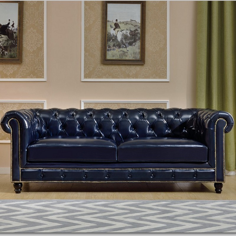 欧式美式双人位沙发 高端个性复古家具颜色面料定制 实木脚酒店家用