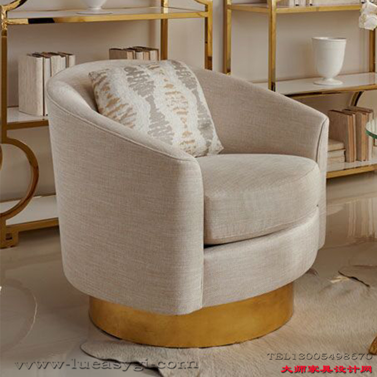 John Mathias Bernhardt设计Hayworth Swivel Chair 轻奢单人双人 布艺沙发椅