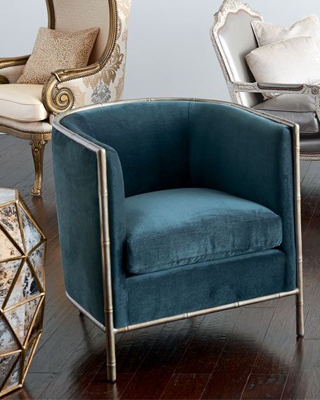 北欧欧美家具高端个性定制Luella Blue Velvet Chair  五金家具