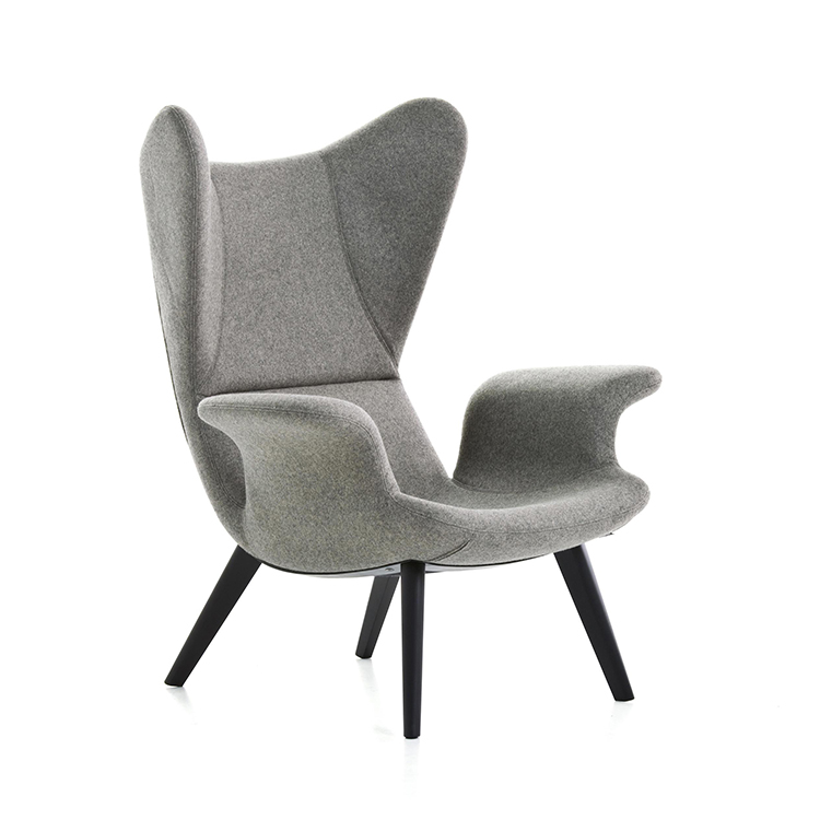 意大利创意个性样板房休闲椅 北欧简约高背扶手长波椅 异形玻璃钢休闲椅