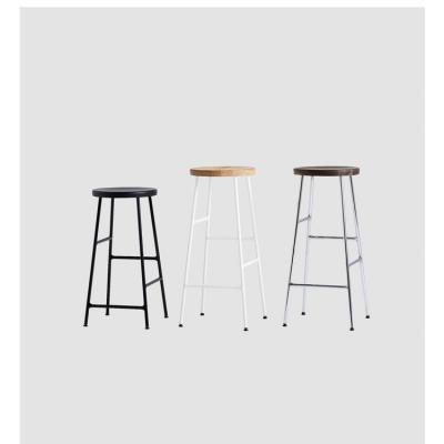HAY Cornet Bar stool 木座钢底高脚吧凳 五金烤漆脚 实木座板圆形