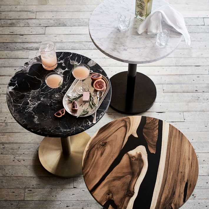 黑色大理石圆小酒馆桌子大小茶几边几角几 Black Marble Round Bistro Table - Small Large