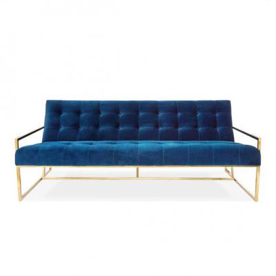 不锈钢电镀香槟金玫瑰金三人位沙发 Goldfinger Apartment Sofa 北欧设计师Jonathan Adler沙发椅