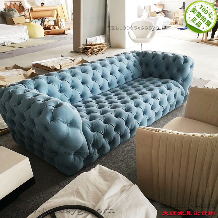 意大利设计师 拉扣复古北欧风格家具单人双人多人沙发 欧式全球定制