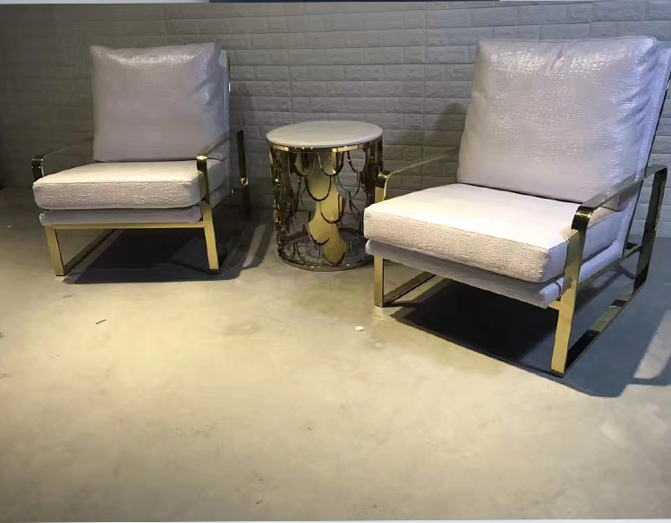休闲椅餐椅五金家具大全架子不锈钢电镀金色 设计师沙发茶几软包