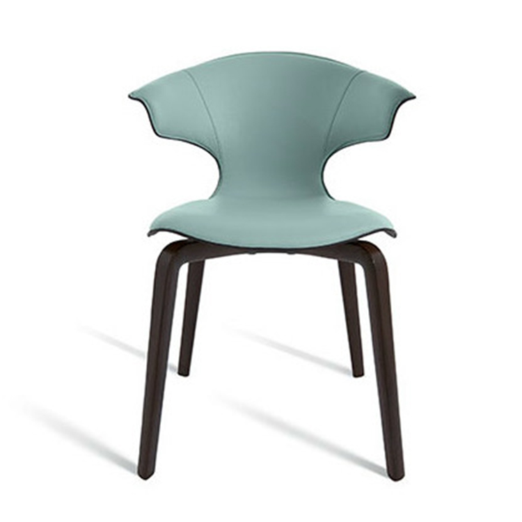 皮革安乐椅 设计师罗伯特·lazzeroni 意大利餐椅超薄椅子 玻璃钢铁脚耐用型