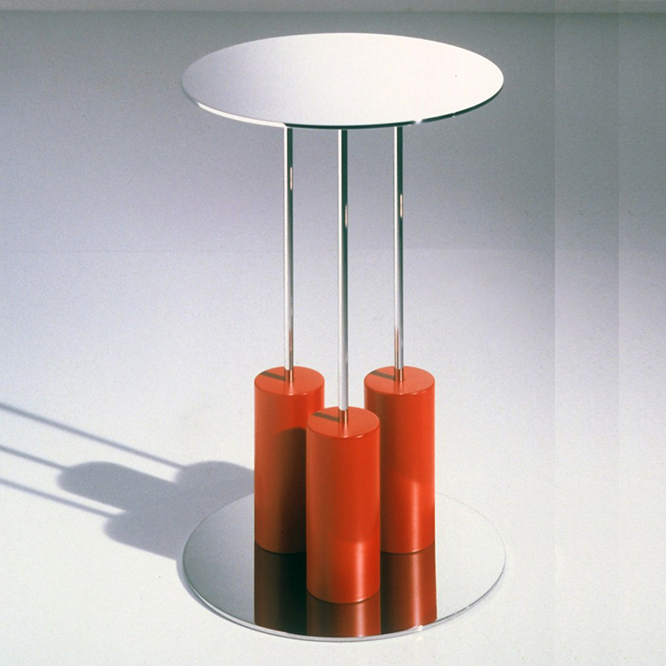 蜡烛红色漆不锈钢电镀边几角几Mobile 5-A Round mirrored glass coffee table