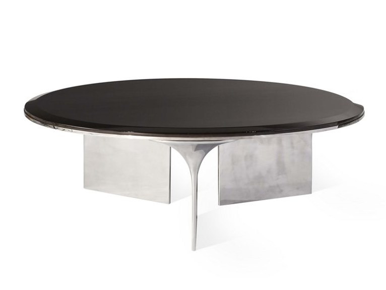 航母餐桌茶几不锈钢大理石 ALTO Round coffee table aluminium and wood