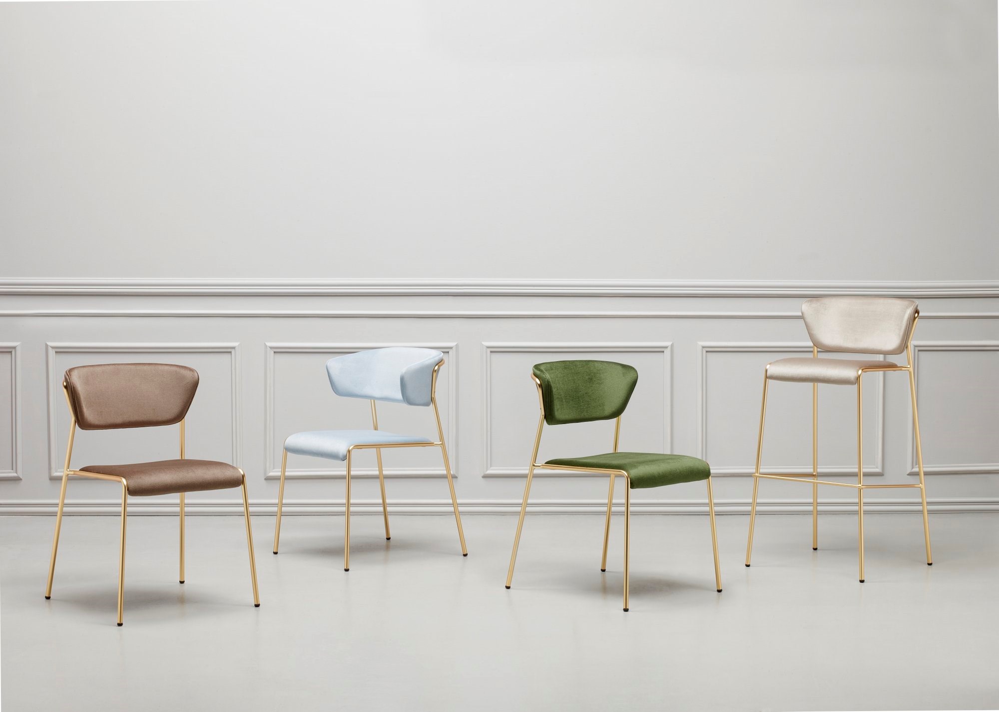 五金铁烤漆不锈钢电镀弯板软包 高脚吧椅 SCAB DESIGN LISA  High stool  Marcello Ziliani