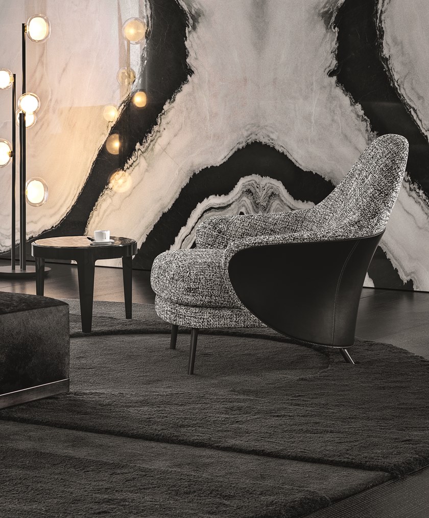 2019年国际大牌上市 Minotti ANGIE Fabric armchair  异形休闲椅安吉扶手椅 酒店会所办公家具椅子