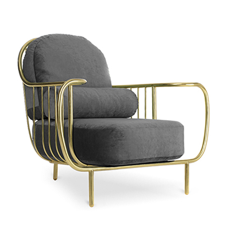 葡萄牙贝萨Liberty Armchair自由高背扶手椅 复古鸟五金软包家具沙发椅