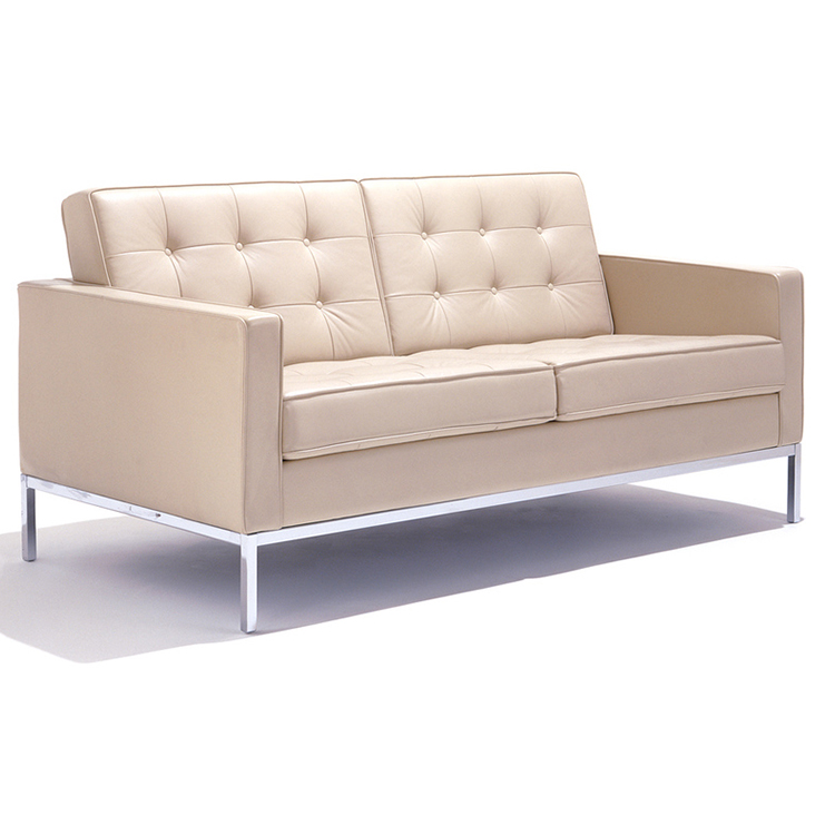 美国弗洛伦斯·诺尔 躺椅 双人位沙发办公室具不锈钢铁烤漆脚架软包布艺皮革真皮沙发