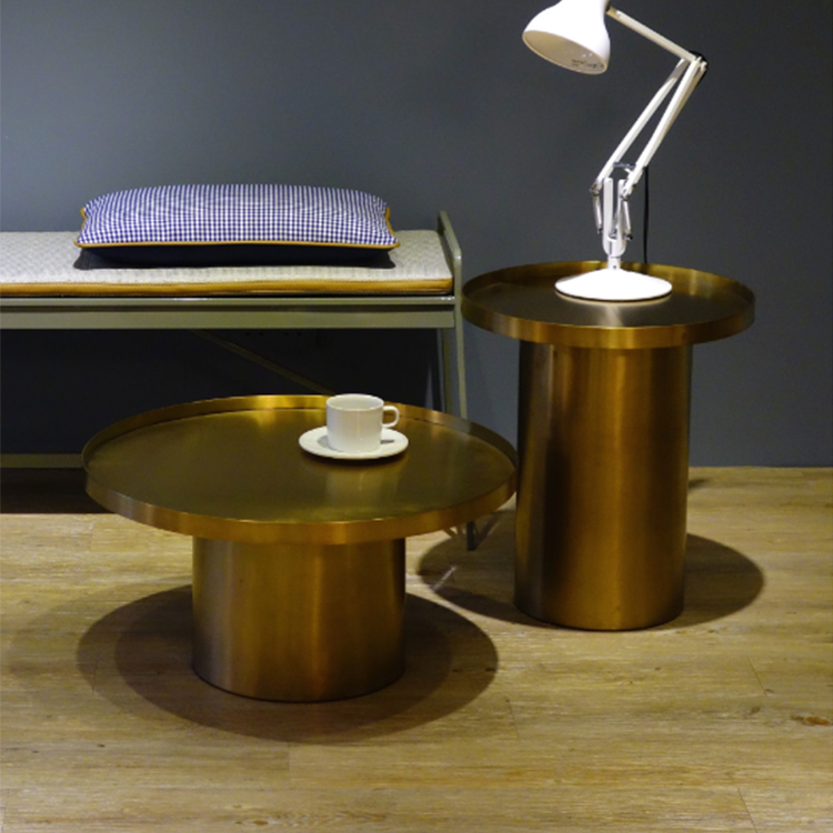 土豪金茶角几Ostfold Side Table 简约现代不锈钢组合拉丝黄铜颜色定制