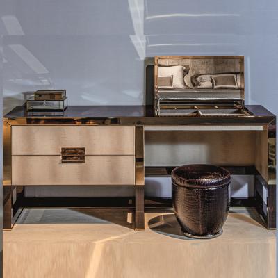 2019年意大利Longhi 设计师 Giuseppe Vigano 新品 奥威尔组合梳妆台 不锈钢实木大理石轻奢家具