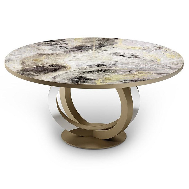 意大利reflex 新中式大理石不锈钢几何脚 Giuseppe Vigan Galassia  table 餐桌会议桌