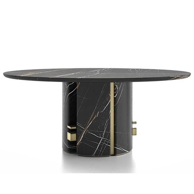 2018年新款 意大利 capital collection Ercole table 超厚大理石 大力神桌餐桌  天然岩石 不锈钢金色铜色
