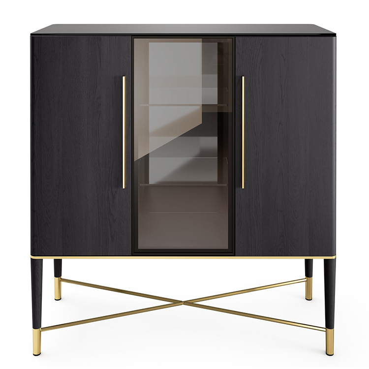 2020年新品 意大利Gallotti&Radice 五金不锈钢实木玻璃酒柜 TAMA  Display cabinet餐具柜置物柜