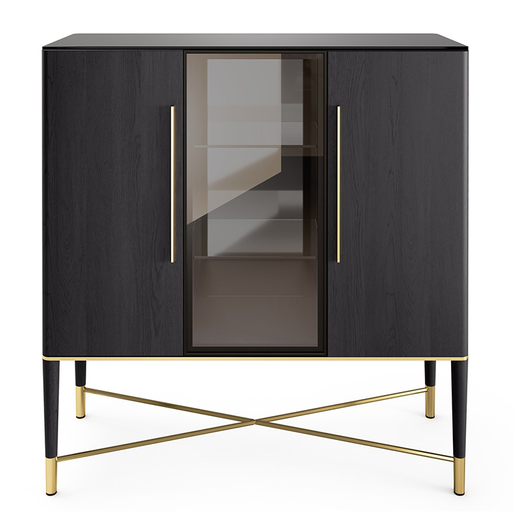 2020年新品 意大利Gallotti&Radice 五金不锈钢实木玻璃酒柜 TAMA  Display cabinet餐具柜置物柜