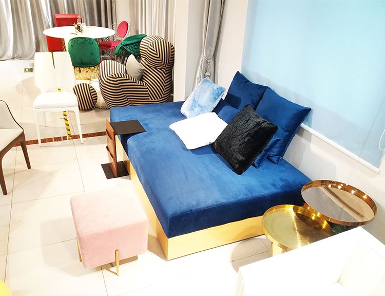 样版房 小户型沙发床铺双用 弹簧床 黄色高强力回弹海绵 不变形定开沙发