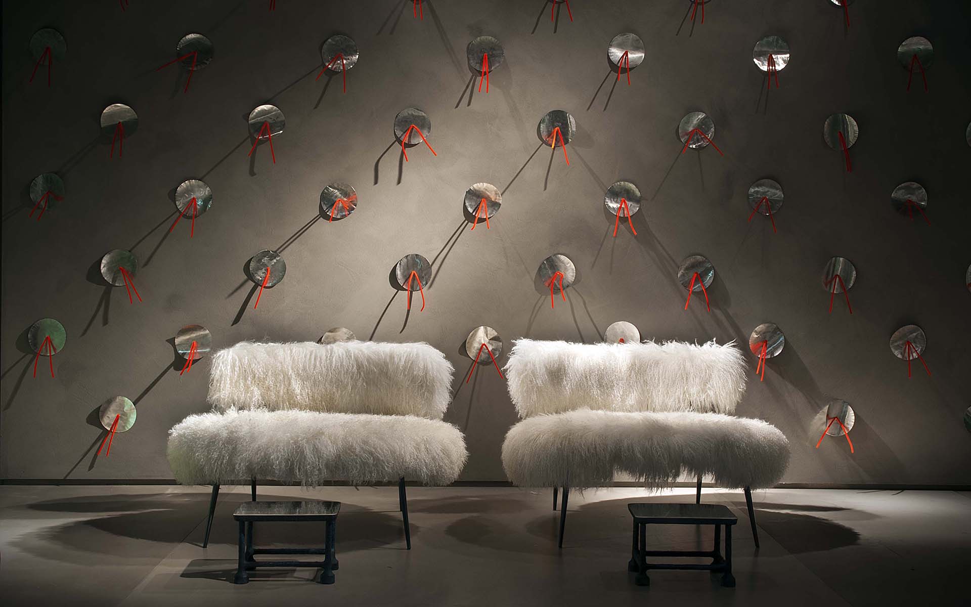 意大利Baxter MAMA NEPA 教母设计师Paola Navone 巴克斯特 羊毛绒绒羊绒双人长椅椅子摇椅