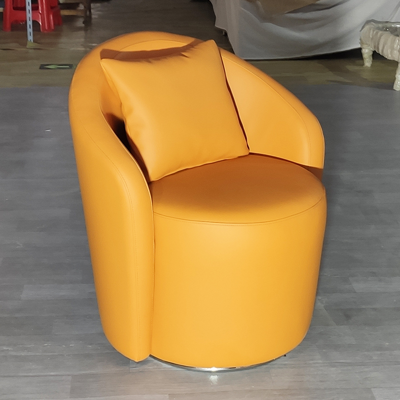 实物 意大利设计师简约现代小户型 半圆柱 单人沙发休闲椅 超纤皮真皮