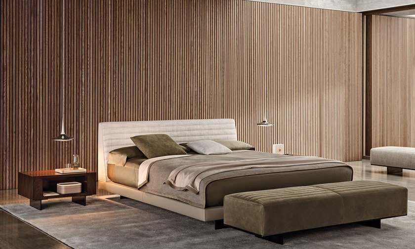 2022年新款意大利米诺蒂鲁道夫设计罗杰bed沙发床 五金软包软床意式极家具