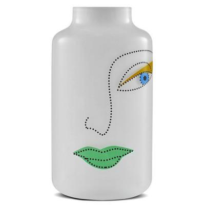2022年新品 时尚迷你木兰花瓶 纹身涂鸦插画经典玻璃钢人脸绘画花盘