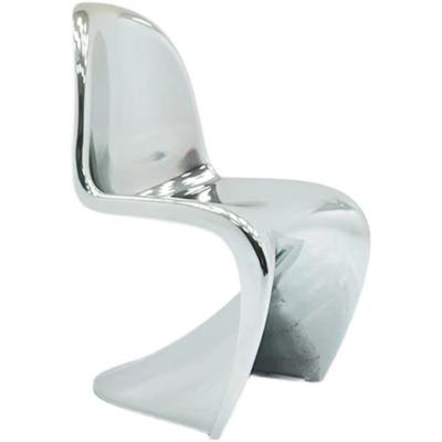意式设计师玻璃钢电镀 美人椅户外水晶洽谈椅S形网红餐厅单人餐椅