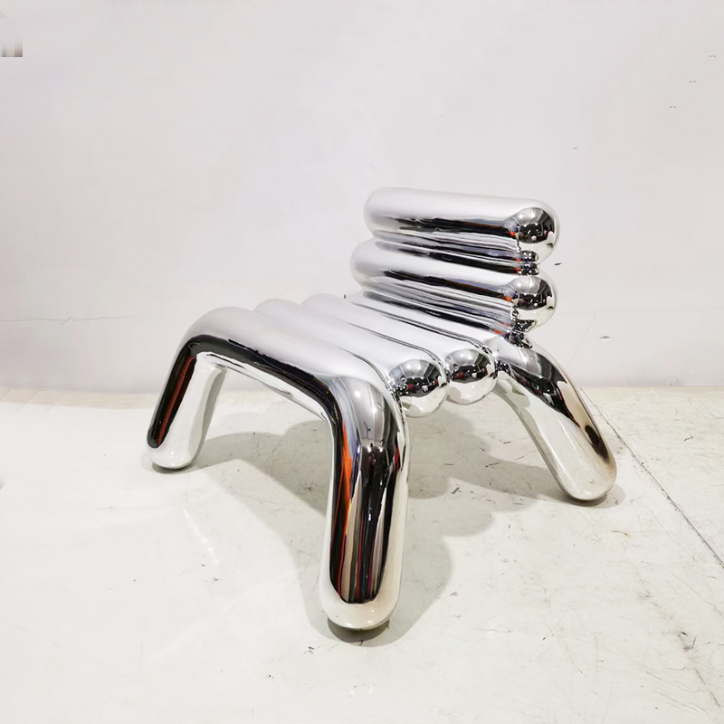 2022年实物 意大利设计师 轻奢后现代不锈钢玻璃钢电镀艺术椅子