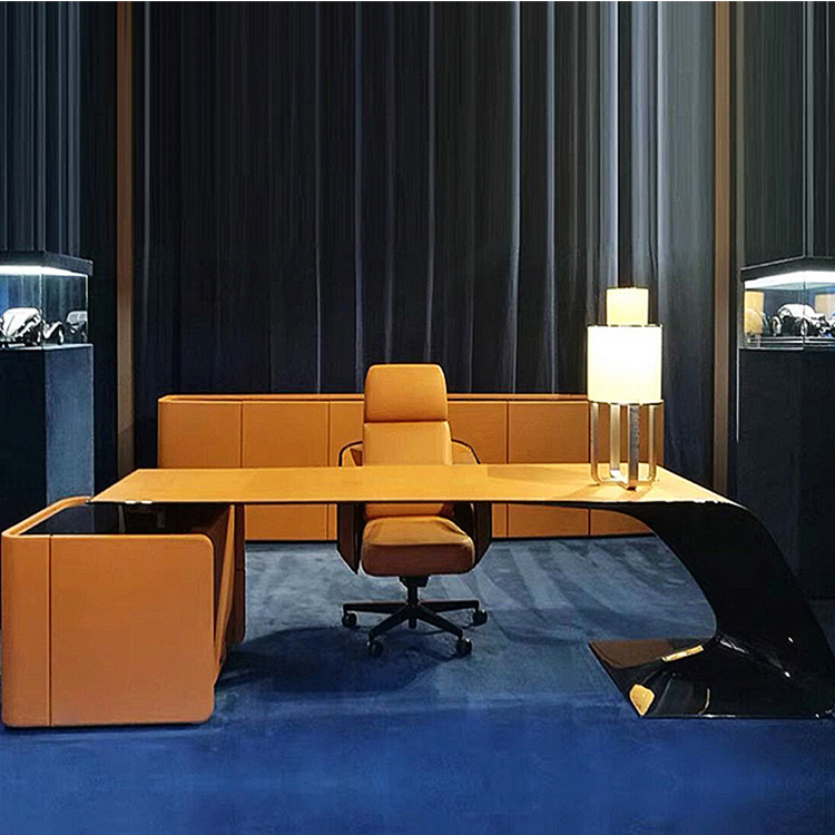 2022年新品意大利设计 不锈钢轻奢豪华创意时尚经典储物办公桌电脑桌书桌家用别墅