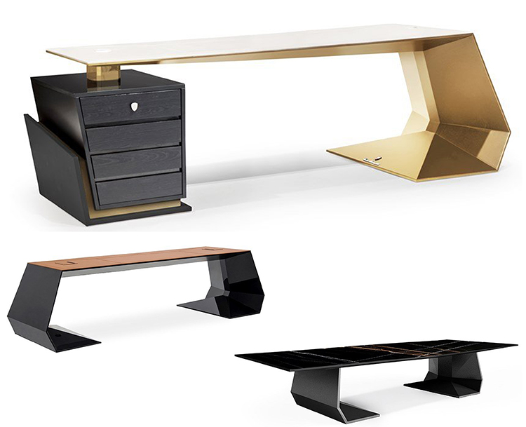 2022年新款 托尼诺·兰博基尼酒店GT黄金书桌 办公桌 老板桌 不锈钢电镀金色黄金铜色