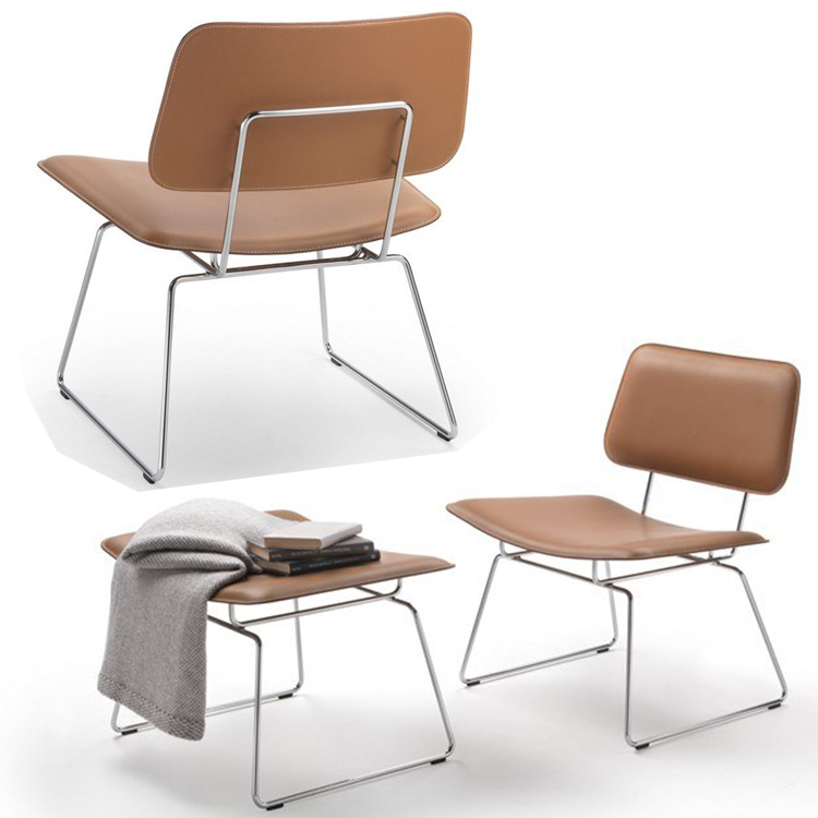五款 2022年新品 意大利皮莱特凳吧椅休闲椅 餐椅 脚踏 福拉斯弗姆吧椅 Flexform  不锈钢电镀实木椅