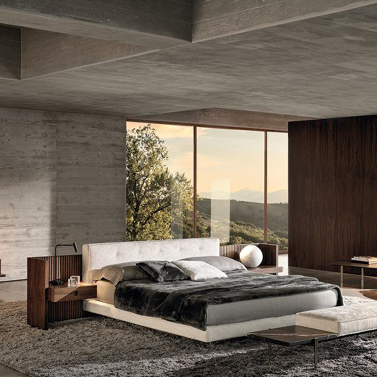 2022年意大利米洛提巴西利亚床铺 米诺蒂Marcio Kogan设计 实木软体床 酒店会所样品房间
