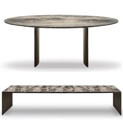 实物 意大利米洛提林哈餐桌 米诺蒂Marcio Kogan设计 不锈钢五金脚实木餐桌茶几方形圆形大理石新款