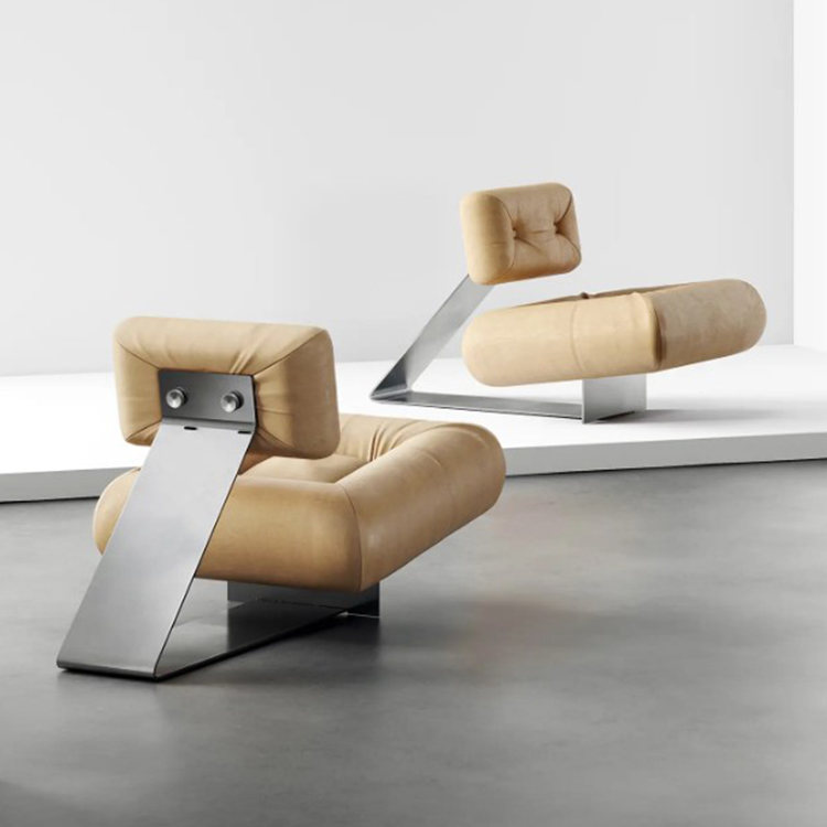 巴西尼迈耶Alta Armchair休闲椅脚凳Oscar Niemeyer异形中古黑桃A休闲沙发椅五金不锈钢