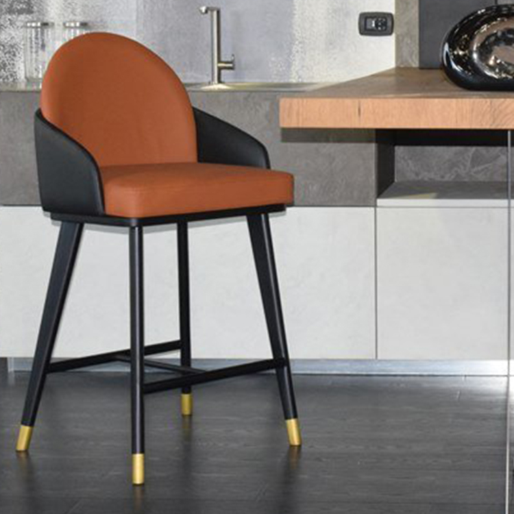 2022年新款新中式实木皮革VIP Saloti极光凳子吧椅餐椅 阿尔巴尼亚 五金高脚酒店椅