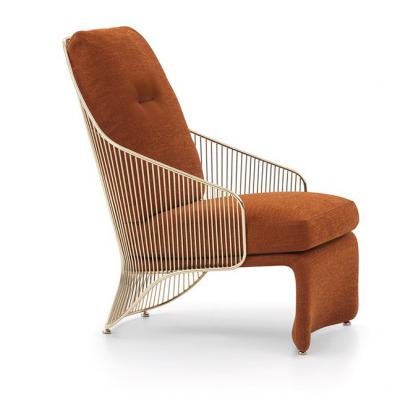 Rodolfo Dordoni大牌家具 设计师五金家具 五金铁线网椅 不锈钢电镀玫瑰金香槟金 休闲椅铁椅 个性设计