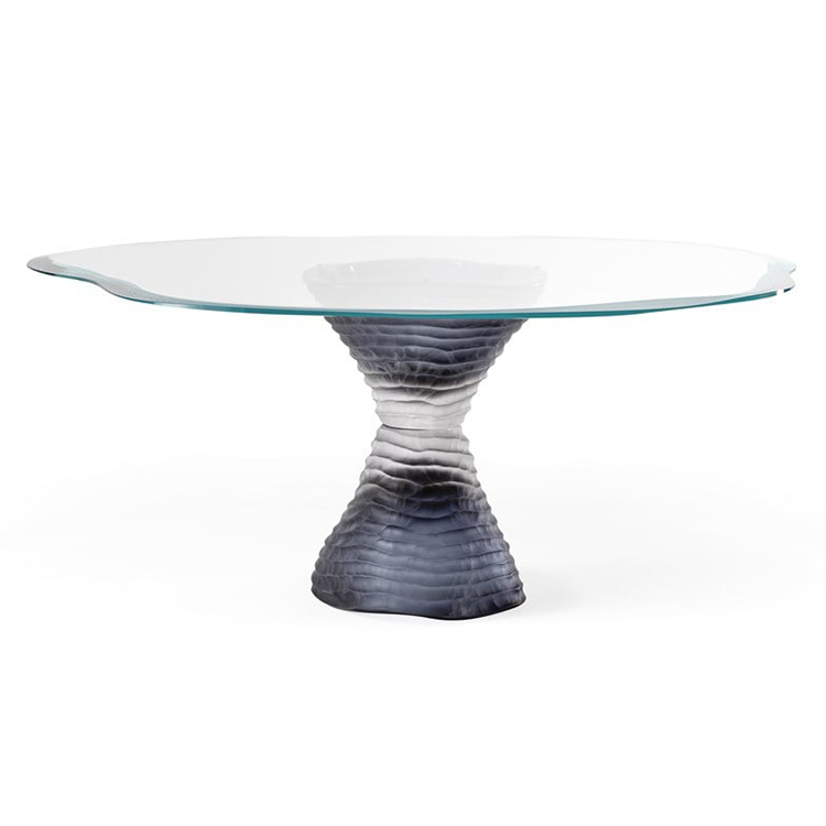 3款意大利Reflex金色透明脚桌子钢化玻璃亚克力电镀不锈钢几何脚异形桌面