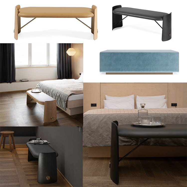 3款新款 意大利Turri长凳子 Reflex实木床头椅Matteo Nunziati室内外凳床铺