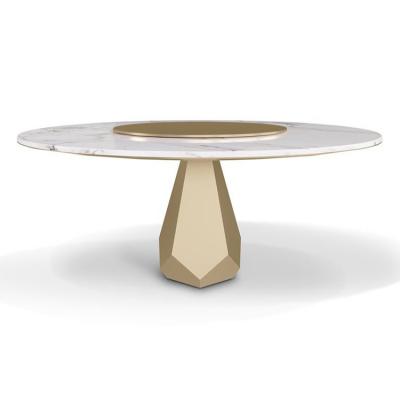 2023年新款 Tonino Lamborghini Casa 托尼·兰博基尼水晶体圆桌子 不锈钢大理石餐桌