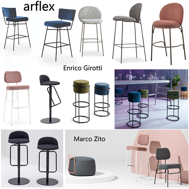 11款2023年新品吧椅arflex高脚凳子Monica Armani不锈钢铁艺软体Enrico Girotti酒吧椅