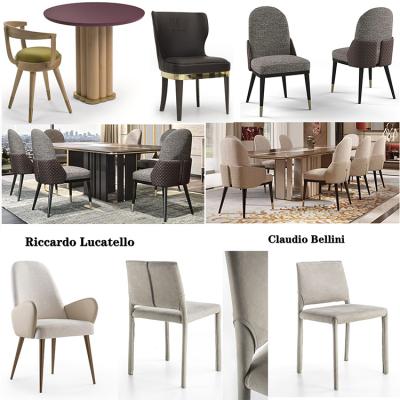 2024年八款Giuseppe Viganò 餐椅洽谈椅化妆椅实木不锈钢古典轻奢Claudio Bellini家具