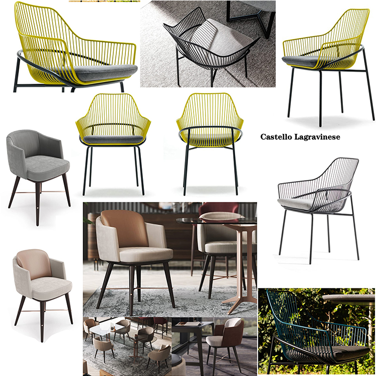 2024年10款餐椅Luxy意大利Laskasas餐椅Matteo Stucchi不锈钢实木金色电镀椅子