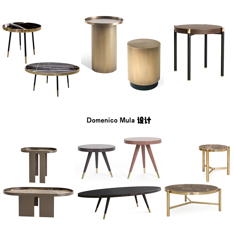 六款新品Domenico Mula意式极简圆柱形茶几香槟金玫瑰咖啡桌土豪金茶角几