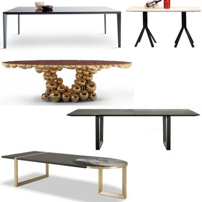 多款 Molteni&C FILIGREE 餐桌 欧洲 五金不锈钢电镀铁烤漆 大理石桌面会议办公桌
