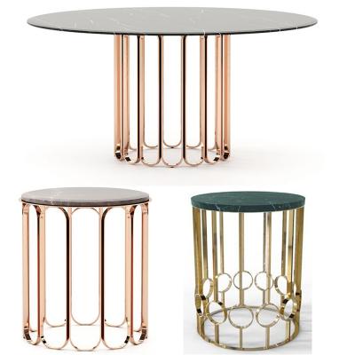 铜色不锈钢电镀金色大理石茶几边几角几 设计师作品Duquesa & Malvada D'ORO  Side table